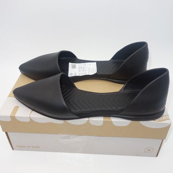 NEW Native Audrey Black Rubber Flats Slip On Dress Shoes Women's Size 5 - Picture 2 of 9